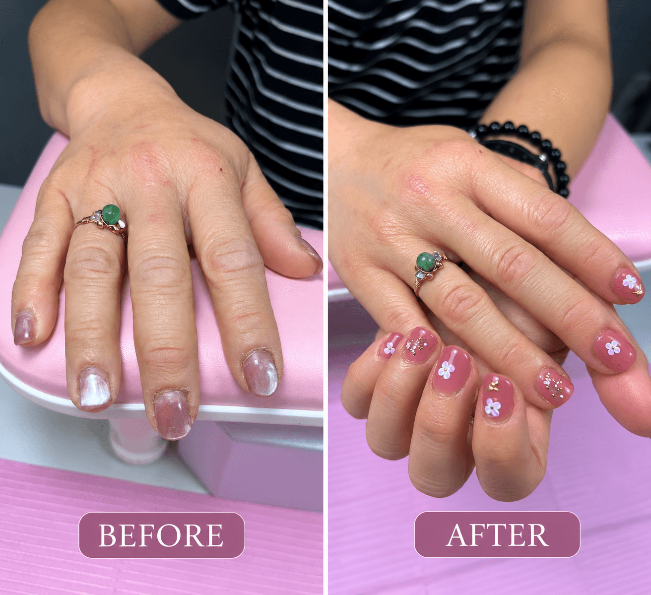 Gel nail manicure with soft pink polish — HER Nails Snells Beach